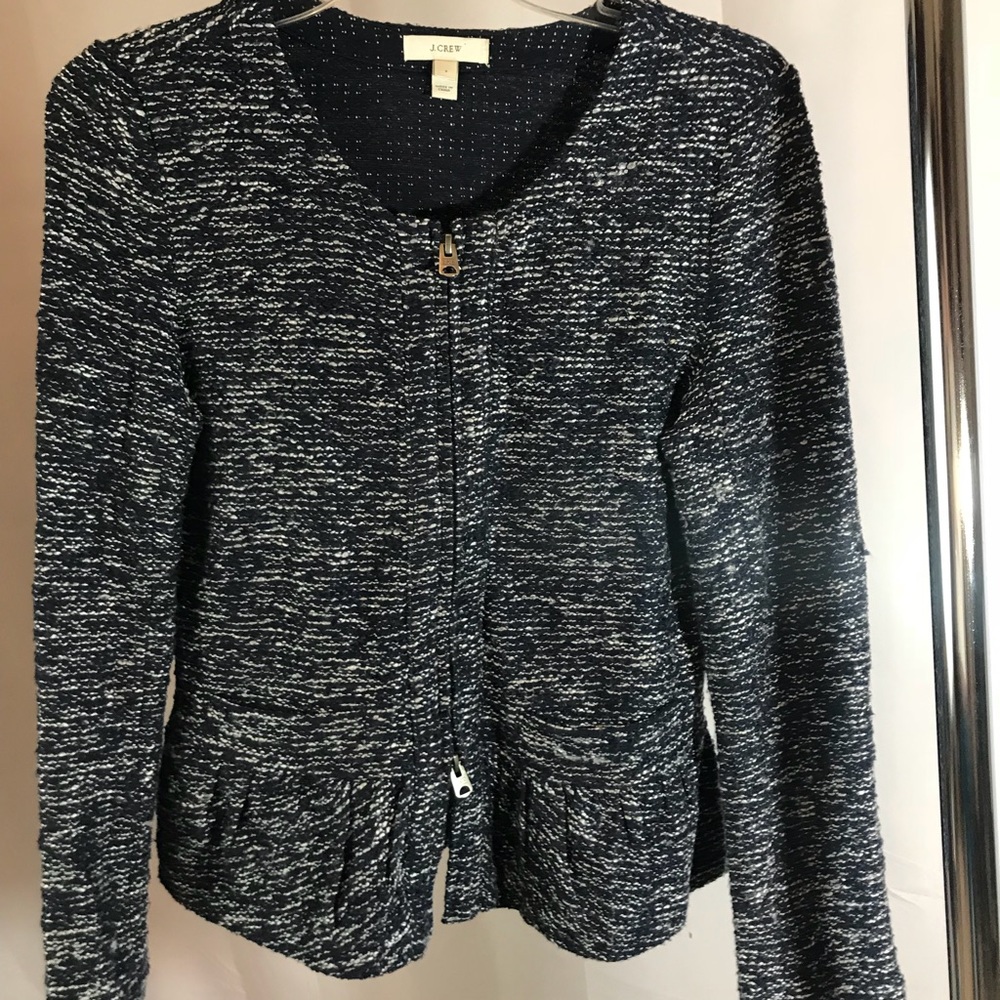 J.Crew Blue and Silver Tweed Blazer Size Small